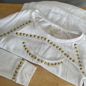Nicki Minaj White Top/ Sweatshirt with Gold Stud Details and a Cut Out Size XS